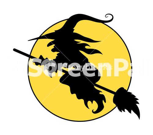 Silhouettes Of Flying Witch On Broom   Halloween Vector Illustration